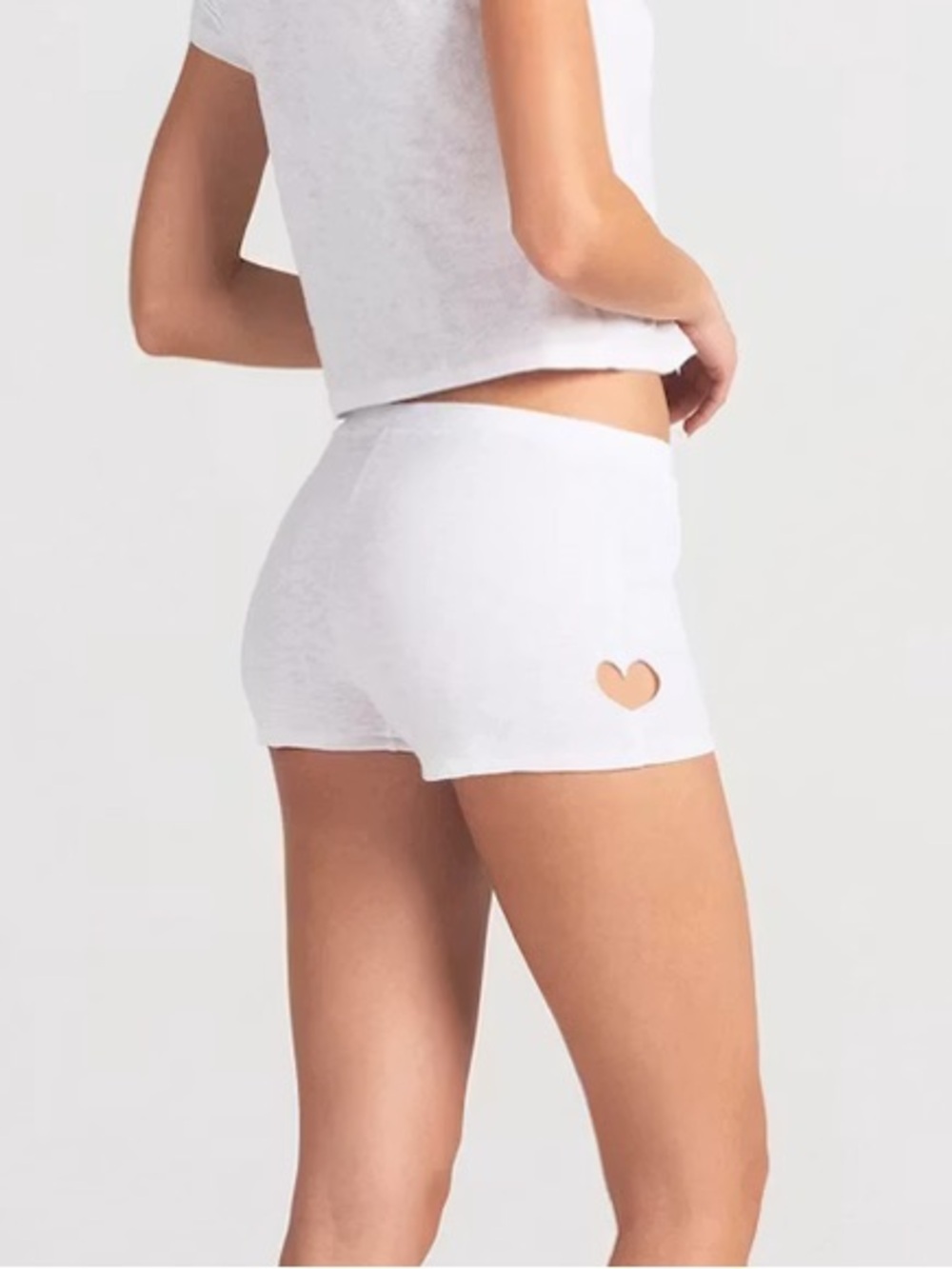 NWT SKIMS White Cotton Shorts w Heart Cut Outs